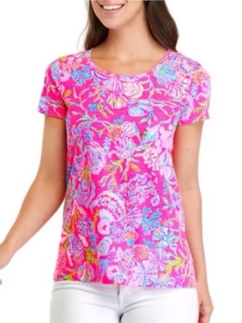 Lilly Pulitzer Etta Scoop Neck in Pink Isle Shell Me Something Good   (NWOT)